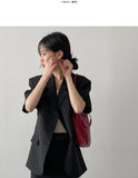 Kanna Linen 3 Button Overfit Half Jacket