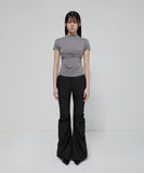 Asymmetrical Draped Mock Neck T-Shirt