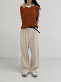[unisex] Chino Two-Tuck Long Wide Pants