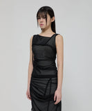 Draped Mesh Layered Sleeveless
