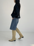 Woolen no collar string cardigan