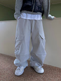 Peach Cotton Diagonal Cargo Balloon Pants