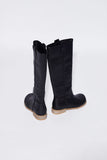 paper leather long boots