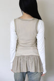 Pearling mesh flare sleeveless