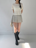 Linen round neck short sleeve T-shirt