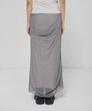 Draped Mesh Layered Long Skirt
