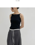 Boat Neck Square Ribbed Sleeveless