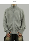 Heavy angora two-way zip-up knit