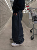 Unisex basic indigo wide slip denim