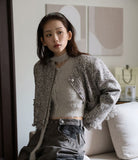 Leaf tassel tweed jacket