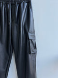 Leather Cargo Wide Pants