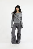 Back button pin tuck bootcut slacks