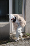 Padding reversible) hood fur jacket