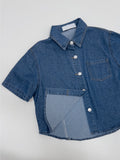 PLEASE DENIM CROP HALF SLEEVE JACKET