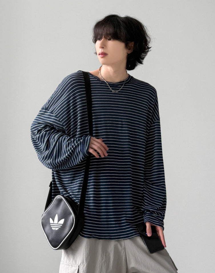 【YOURNUS】Cool Linen Stripe Long Sleeve YOURNUS (ユアノス) - クールリネンボーダー長袖Tシャツ / Cool
