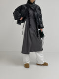 Flat Ribbed Deep-Slit Wrap One Piece