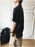 Todd Pigment Stripe Short Sleeve Collar Tee