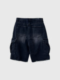 Undercutting Cargo Black Half Denim