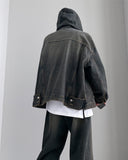 Older High Neck Hood Denim Jacket