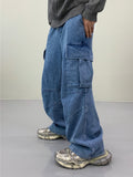 Venti semi-wide denim cargo pants