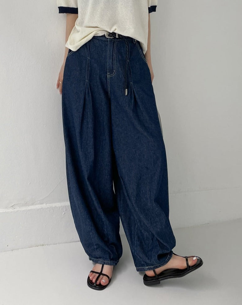 【INCHANT ME】592 Stitch Balloon Wide Denim INCHANT ME(インチャントミー) - 592ステッチバルーンワイド