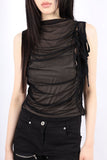 Mesh shirring via sleeveless