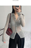 Cuffs See-through Knit Long Cardigan