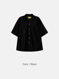 Flower embroidery punching short sleeve shirt