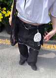 FRINGE DENIM SKIRT PANTS