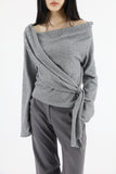 Clio wrap diagonal knit top