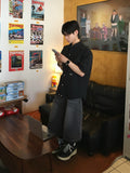 Brush cutting bermuda denim pants