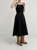 [Belt set] Pleated Bustier Long One Piece