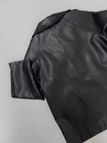 Lape Belted Half Leather Coat