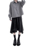 HIDDEN BUTTON CROP SHIRT