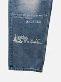 Typing Lettering Snap Denim Pants