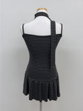 [Tie SET] Stripe frill sleeveless
