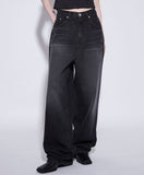 black washing wide jeans