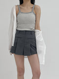 Color Matching Stripe Ribbed Sleeveless