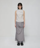 Draped Mesh Layered Long Skirt