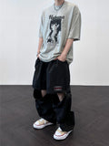 Two Piece Nylon Zipper Wide Pants
