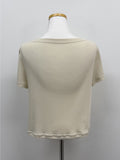 Rose Ribbed Boat Neck Short Sleeve T-shirt