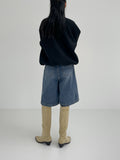 Woolen no collar string cardigan