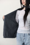 No-button soft fur cardigan