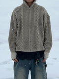 High-Neck Cable Knit Zip-Up