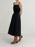 [Belt set] Pleated Bustier Long One Piece