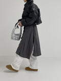 Flat Ribbed Deep-Slit Wrap One Piece