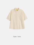 Flower embroidery punching short sleeve shirt