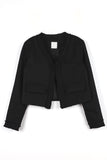 V-neck slim tweed jacket