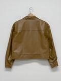 One-pocket single leather short jacket