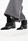 Back button pin tuck bootcut slacks